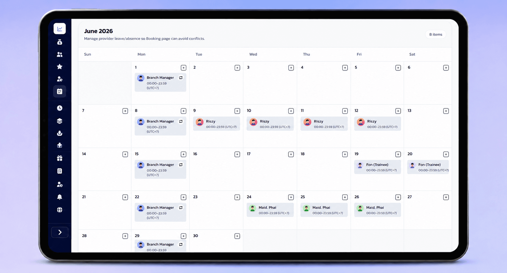 Provider calendar